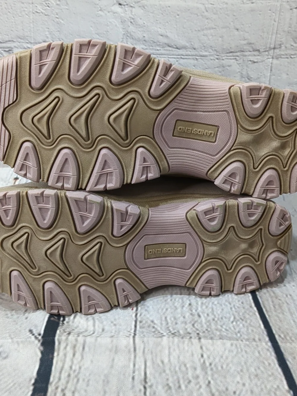 Lands' End Taupe Quilted Slip-On Winter Boots